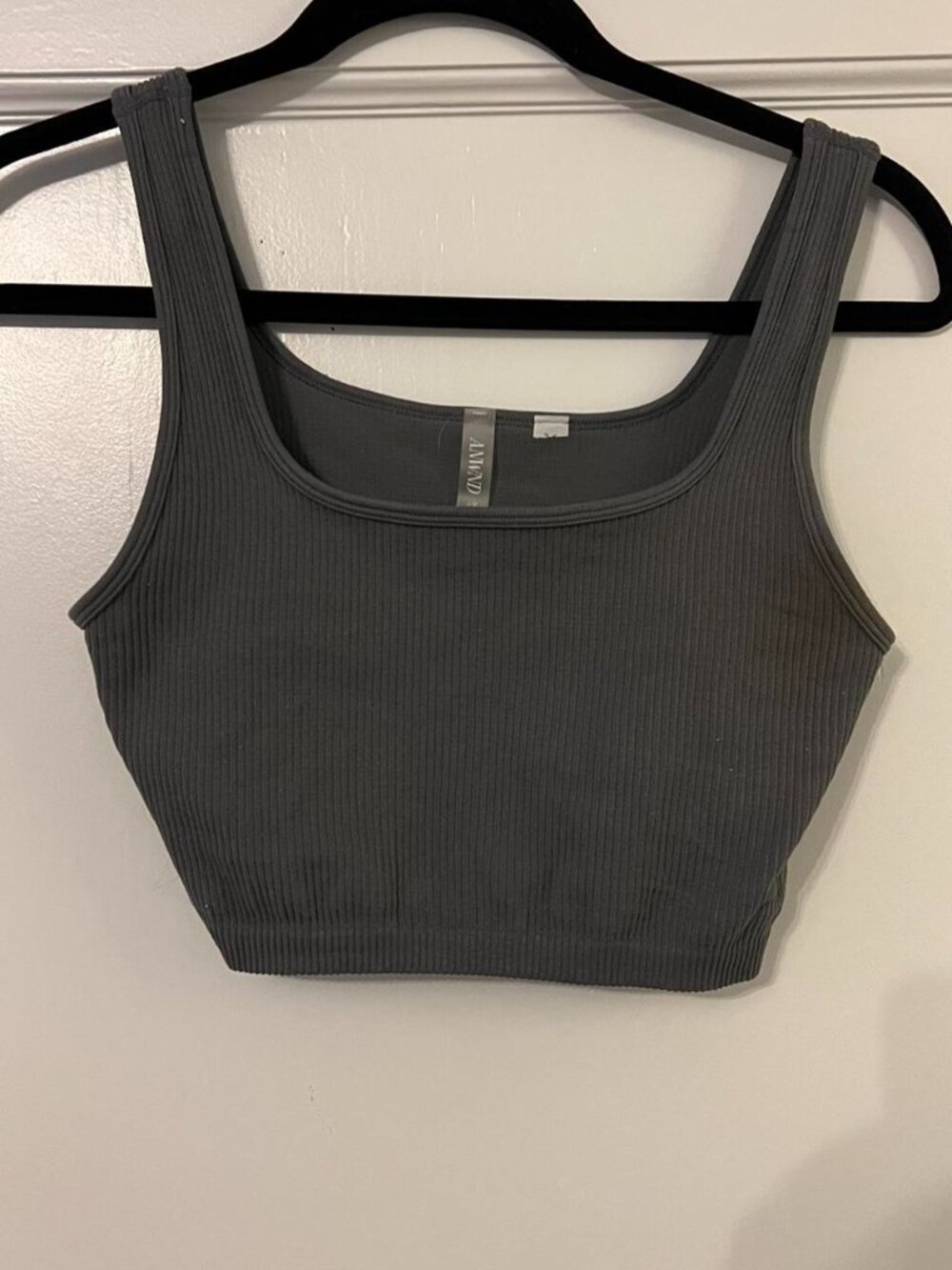 ANWND Ribbed Square Neck Cropped Tank Women’s S / M ~ Smokey Gray